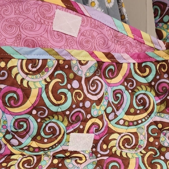 Pink and Brown Baby Diaper Bags with Stripes and Floral Patterns - Picture 3 of 11
